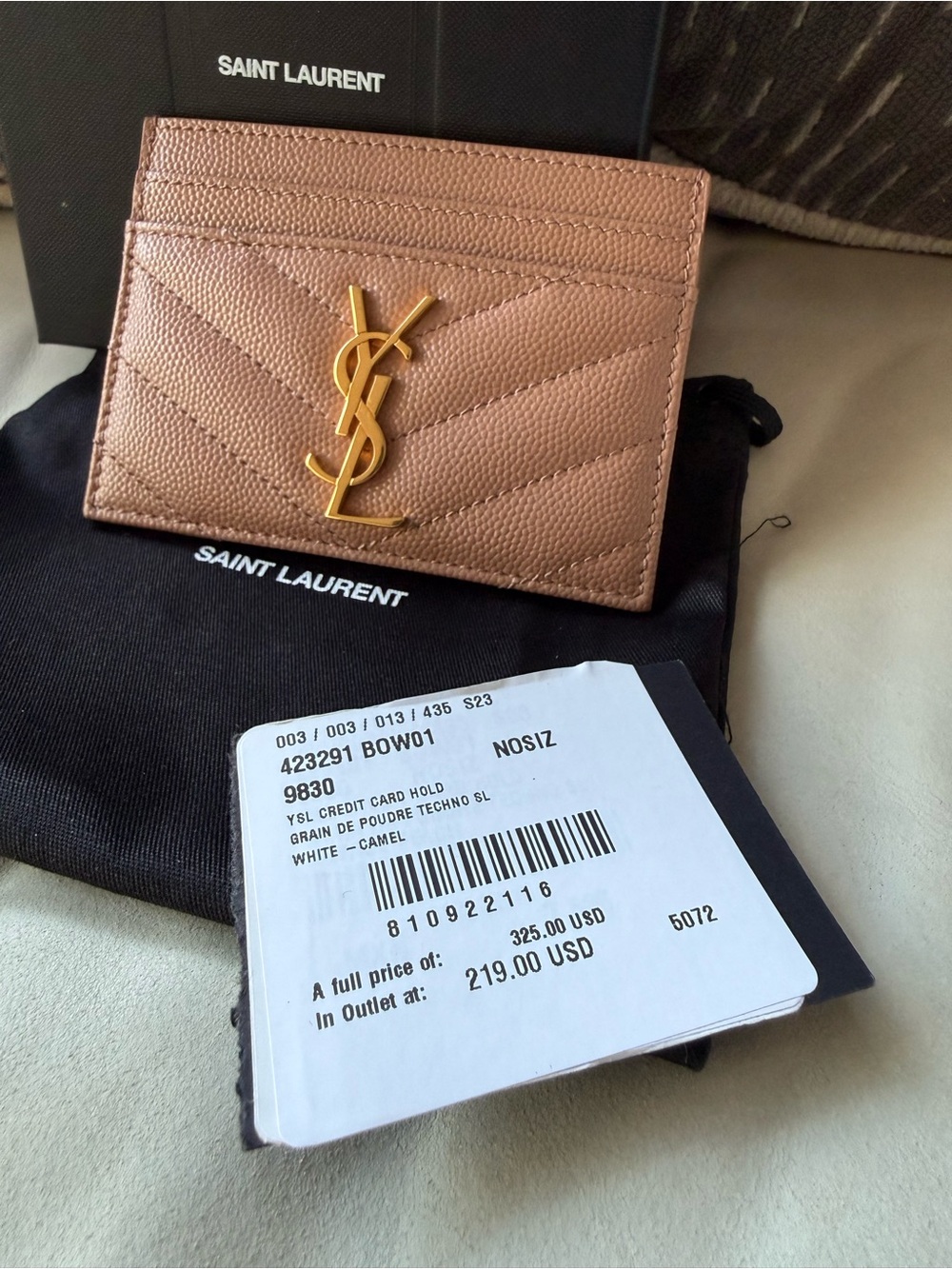 NWT, Saint Laurent YSL Monogram Card Holder – Grain de Poudre Leather - Picture 8 of 8